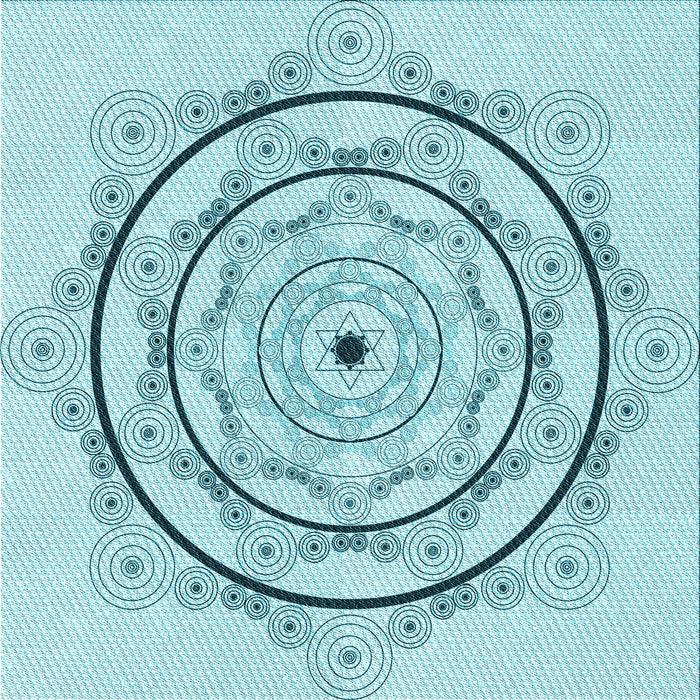 Round Patterned Electric Blue Rug, pat1989lblu