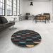 Round Patterned Mid Gray Novelty Rug in a Office, pat198