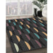 Patterned Mid Gray Novelty Rug in Family Room, pat198