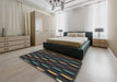 Patterned Mid Gray Novelty Rug in a Bedroom, pat198