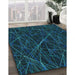 Patterned Dark Cyan Green Rug in Family Room, pat199lblu