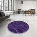 Round Patterned Amethyst Purple Rug in a Office, pat199pur