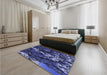 Patterned Midnight Blue Rug in a Bedroom, pat1990blu