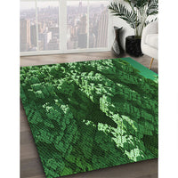 Patterned Deep Emerald Green Rug, pat1990grn