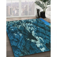 Patterned Blue Ivy Blue Rug, pat1990lblu