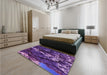 Patterned Indigo Purple Rug in a Bedroom, pat1990pur