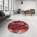 Round Patterned Red Rug in a Office, pat1990rd