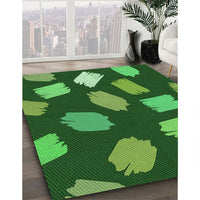 Patterned Deep Emerald Green Rug, pat1991grn