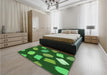 Patterned Deep Emerald Green Rug in a Bedroom, pat1991grn