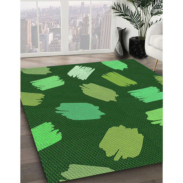 Machine Washable Transitional Deep Emerald Green Rug in a Family Room, wshpat1991grn