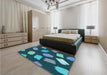 Patterned Medium Teal Green Rug in a Bedroom, pat1991lblu