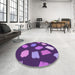 Round Patterned Purple Rug in a Office, pat1991pur