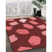 Patterned Cranberry Red Rug, pat1991rd