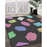 Patterned Charcoal Black Novelty Rug, pat1991