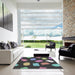 Square Machine Washable Transitional Charcoal Black Rug in a Living Room, wshpat1991