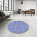 Round Patterned Sky Blue Rug in a Office, pat1992blu