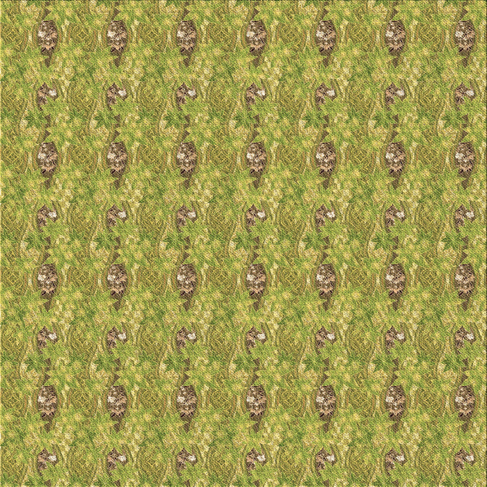 Round Patterned Dark Yellow Green Rug, pat1992brn