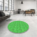 Round Patterned Neon Green Rug in a Office, pat1992grn