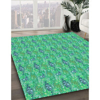 Patterned Medium Spring Green Rug, pat1992lblu