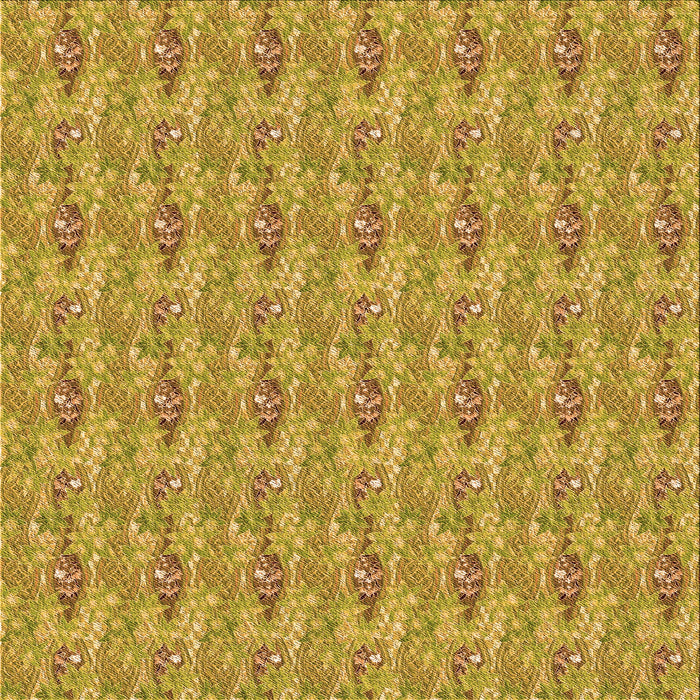 Round Patterned Saffron Yellow Rug, pat1992org