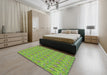 Machine Washable Transitional Seaweed Green Rug in a Bedroom, wshpat1992