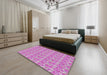 Machine Washable Transitional Neon Pink Rug in a Bedroom, wshpat1993