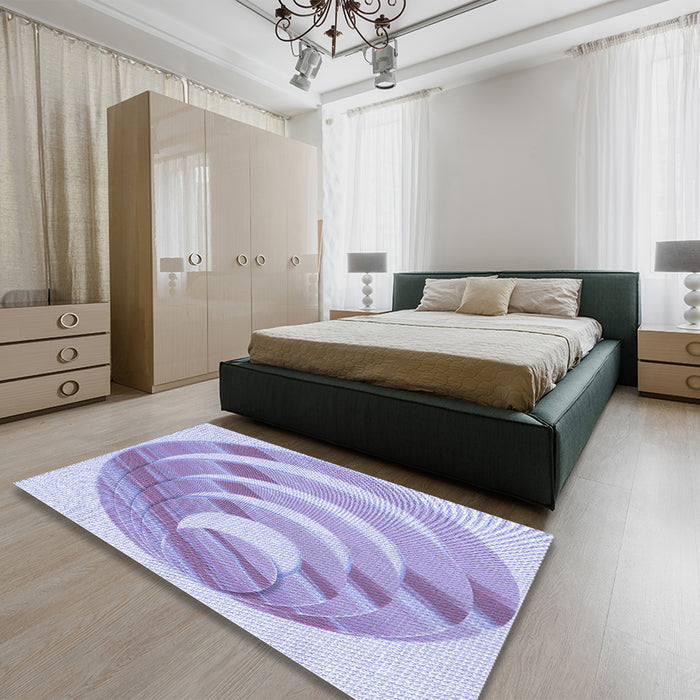 Round Machine Washable Transitional Purple Rug in a Office, wshpat1994blu
