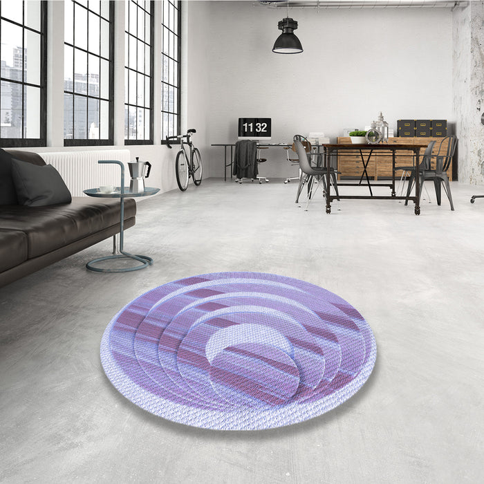 Round Patterned Purple Rug in a Office, pat1994blu