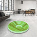 Round Patterned Jade Green Rug in a Office, pat1994grn