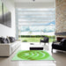 Machine Washable Transitional Jade Green Rug in a Kitchen, wshpat1994grn