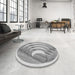 Round Patterned Platinum Silver Gray Rug in a Office, pat1994gry