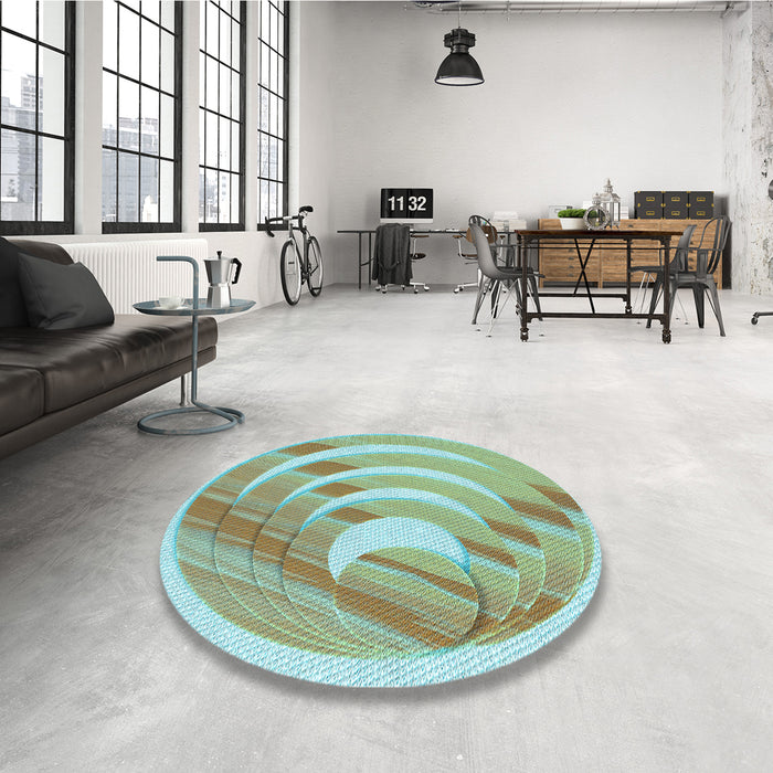 Round Patterned Green Rug in a Office, pat1994lblu