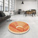 Round Patterned Neon Orange Rug in a Office, pat1994org