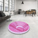 Round Patterned Blossom Pink Rug in a Office, pat1994pur