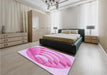 Patterned Blossom Pink Rug in a Bedroom, pat1994pur