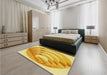 Patterned Bold Yellow Rug in a Bedroom, pat1994yw