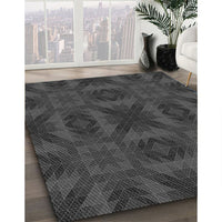 Patterned Charcoal Black Rug, pat1995gry