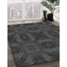 Patterned Charcoal Black Rug in Family Room, pat1995gry
