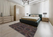 Patterned Carbon Gray Rug in a Bedroom, pat1995lblu