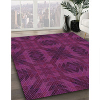 Patterned Medium Violet Red Pink Rug, pat1995pur