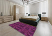 Patterned Medium Violet Red Pink Rug in a Bedroom, pat1995pur