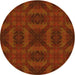 Square Patterned Mahogany Brown Rug, pat1995yw