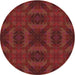 Square Machine Washable Transitional Chestnut Red Rug, wshpat1995