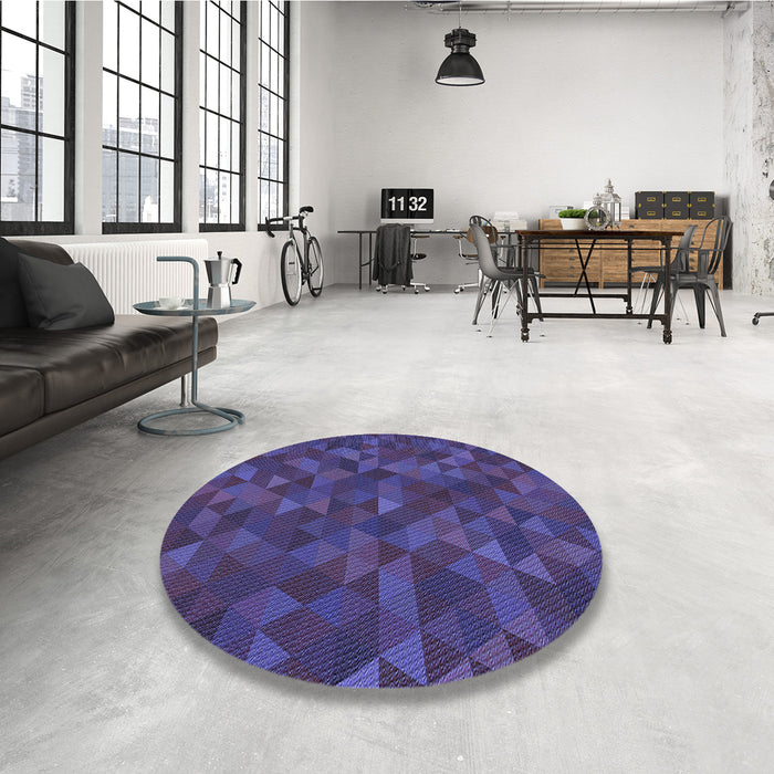 Round Patterned Purple Rug in a Office, pat1996blu