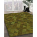 Patterned Olive Green Rug in Family Room, pat1996grn