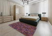 Patterned Mauve Taupe Purple Rug in a Bedroom, pat1996lblu