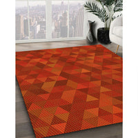 Patterned Scarlet Red Rug, pat1996yw