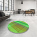 Round Patterned Green Rug in a Office, pat1998grn