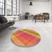 Round Patterned Yellow Rug in a Office, pat1998org