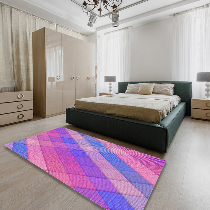 Patterned Purple Rug in a Bedroom, pat1998pur
